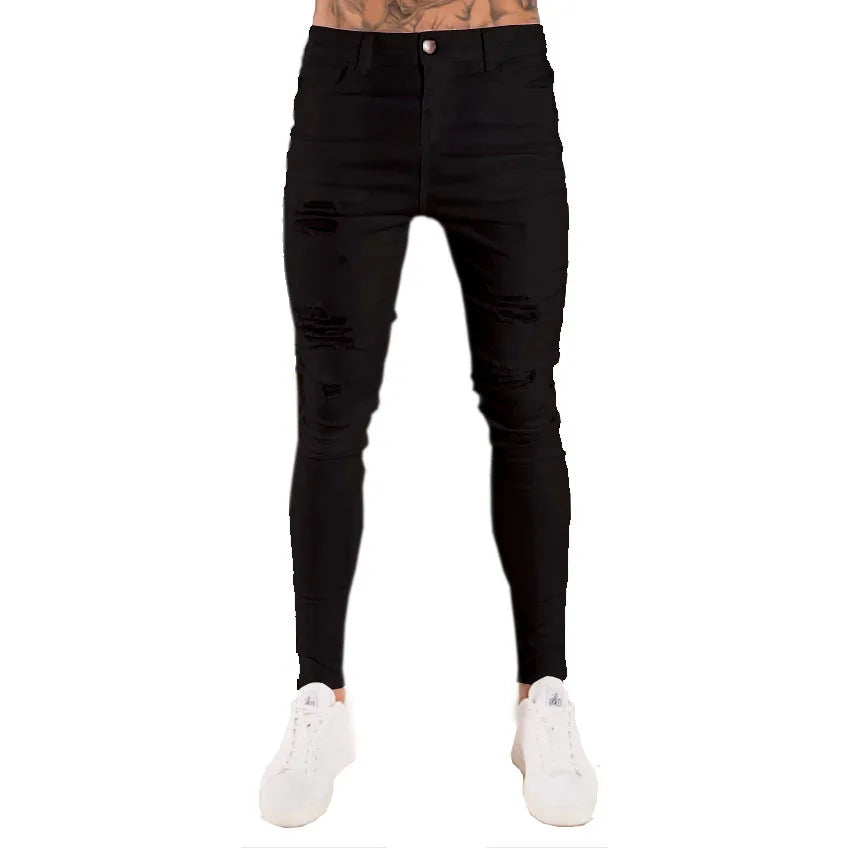 Mens Jeans Brands Straight Stretch Slim Jean Homme Pantalones Hombre Casual Pants Denim Trousers Baggy Jeans Black Blue
